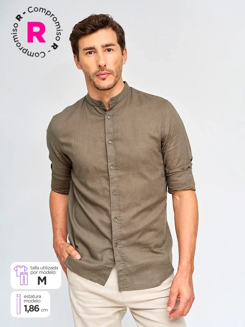 CAMISA HOMBRE MARQUIS ALGODÓN CUELLO MAO MANGA LARGA - 1