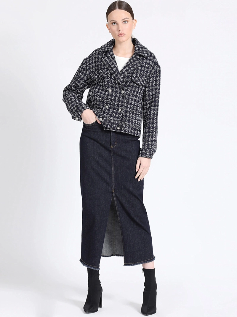 CHAQUETA MUJER LIOLA AZUL CROPPED TWEED - 1