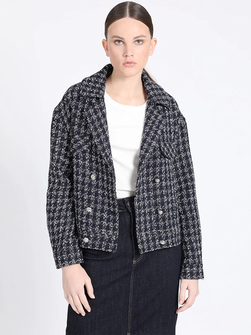 CHAQUETA MUJER LIOLA AZUL CROPPED TWEED - 3
