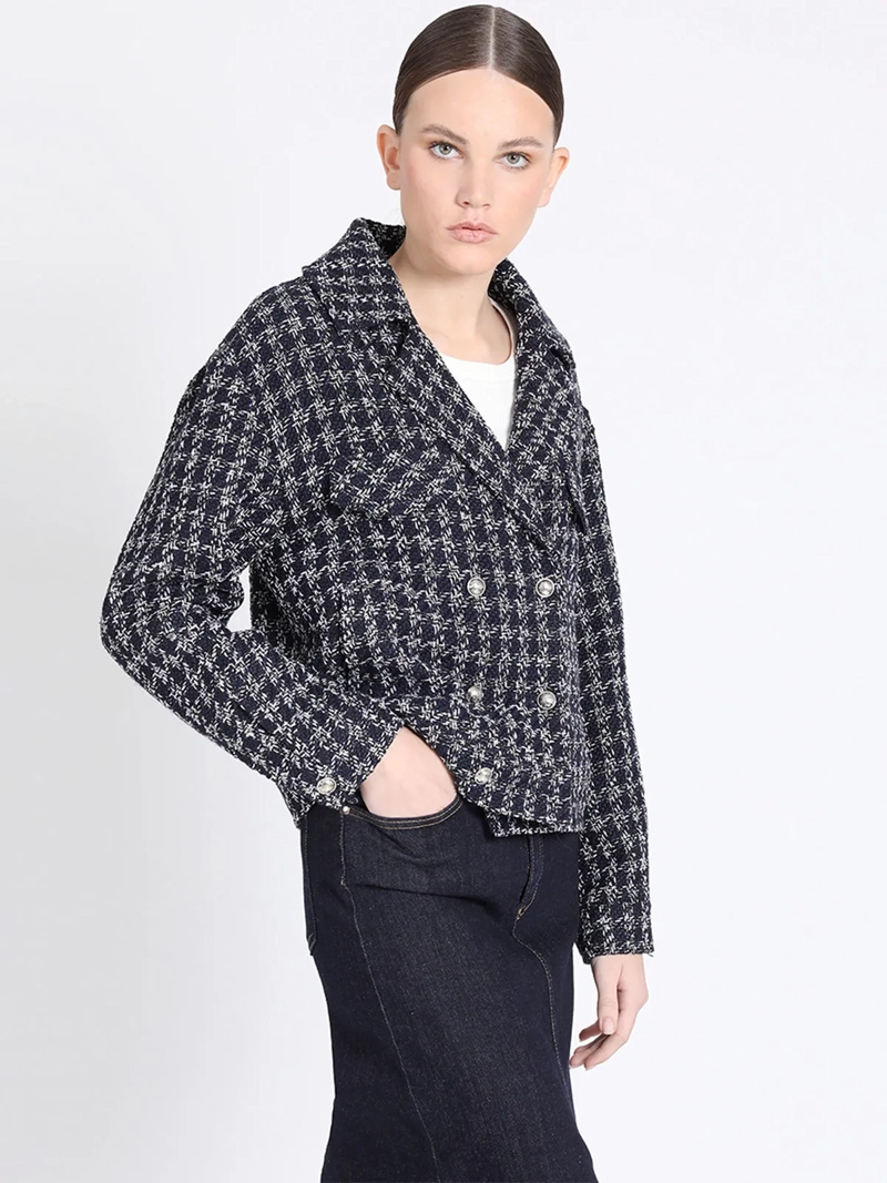 CHAQUETA MUJER LIOLA AZUL CROPPED TWEED - 4