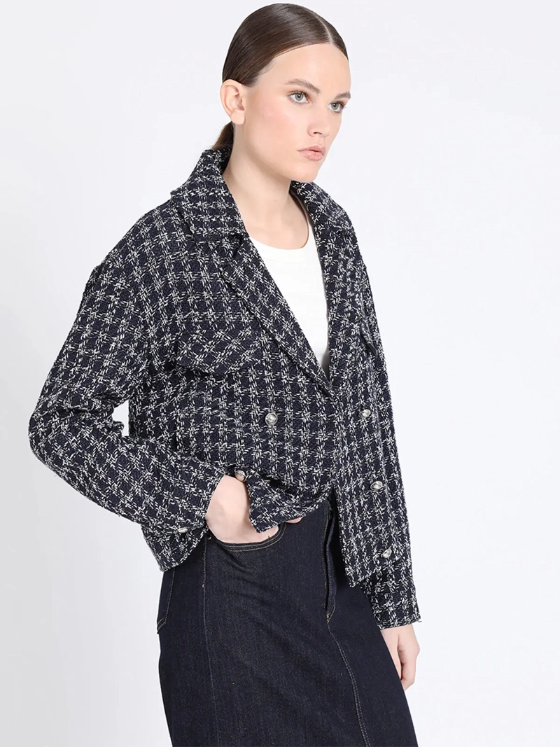 CHAQUETA MUJER LIOLA AZUL CROPPED TWEED - 5