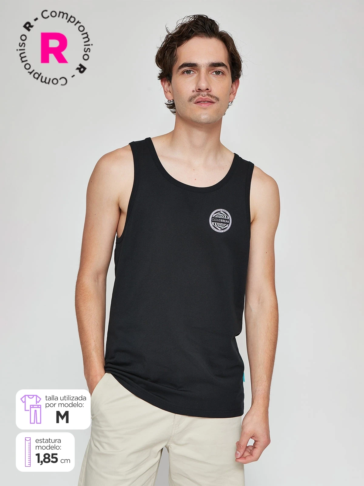 POLERA HOMBRE CLOUDBREAK ALGODÓN SIN MANGAS FRANJAS