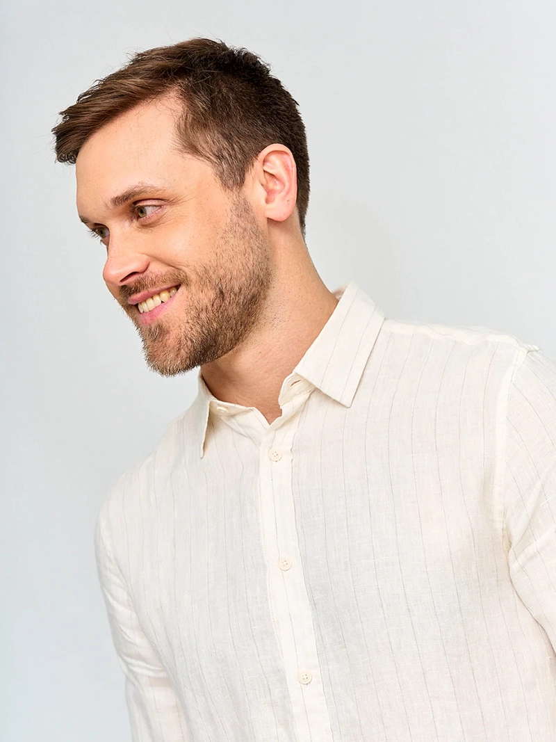 CAMISA HOMBRE CACHAREL LINO MANGA CORTA LÍNEAS - 3