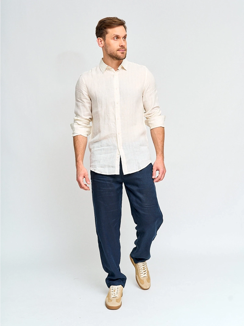 CAMISA HOMBRE CACHAREL LINO MANGA CORTA LÍNEAS - 4