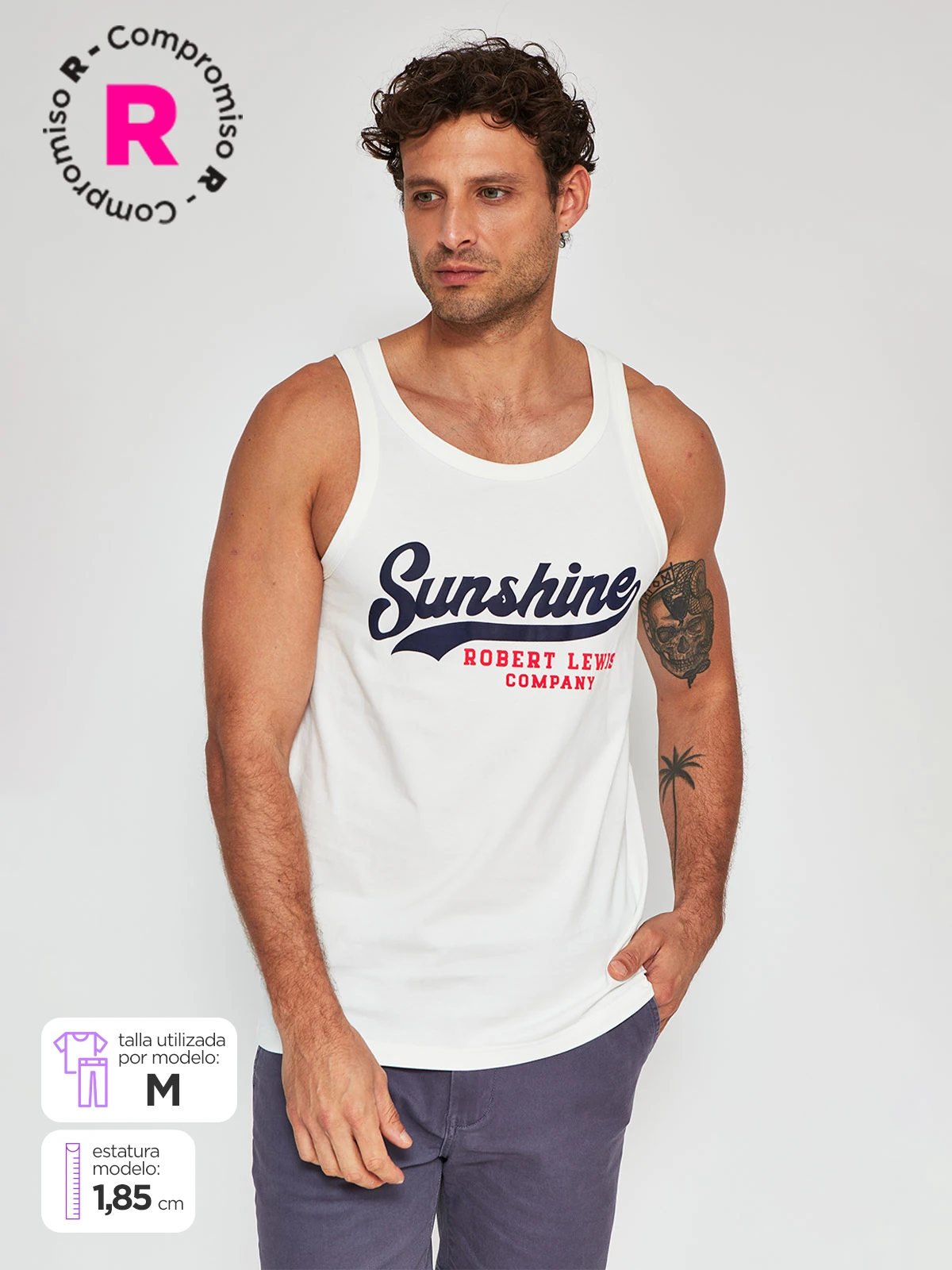 POLERA HOMBRE ROBERT LEWIS ALGODÓN SIN MANGAS GRÁFICA