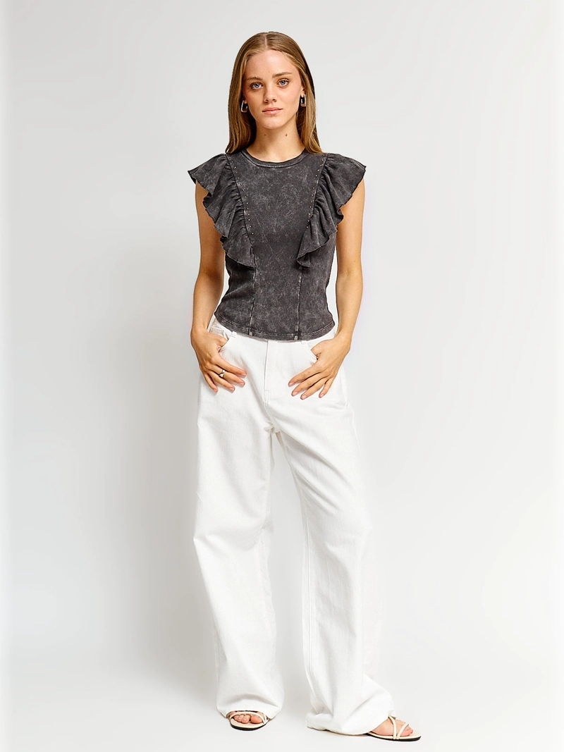 POLERA MUJER BARBADOS ALGODÓN SIN MANGAS VOLANTES - 4