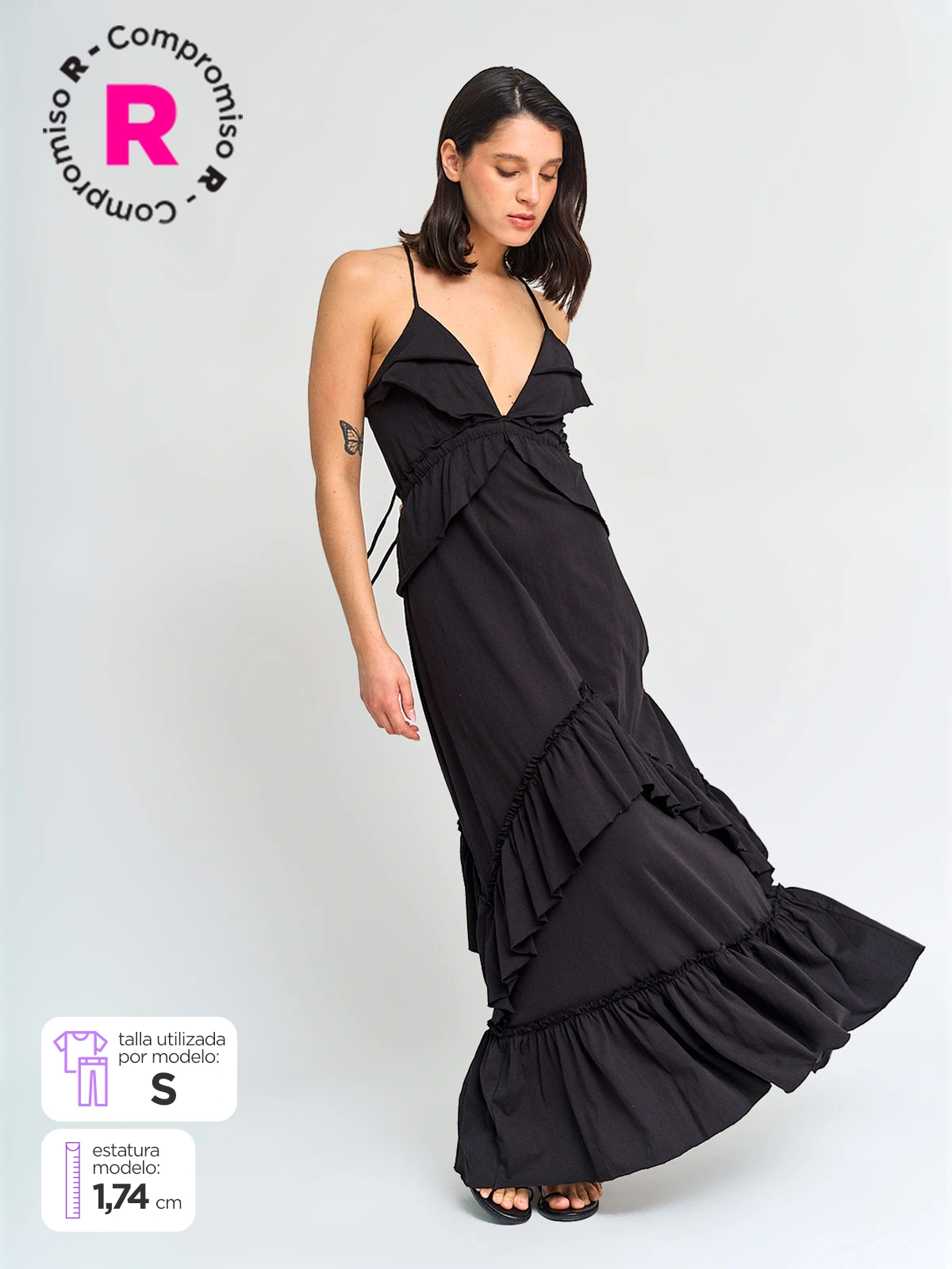 VESTIDO MUJER BARBADOS ALGODÓN LARGO VOLANTES - 1