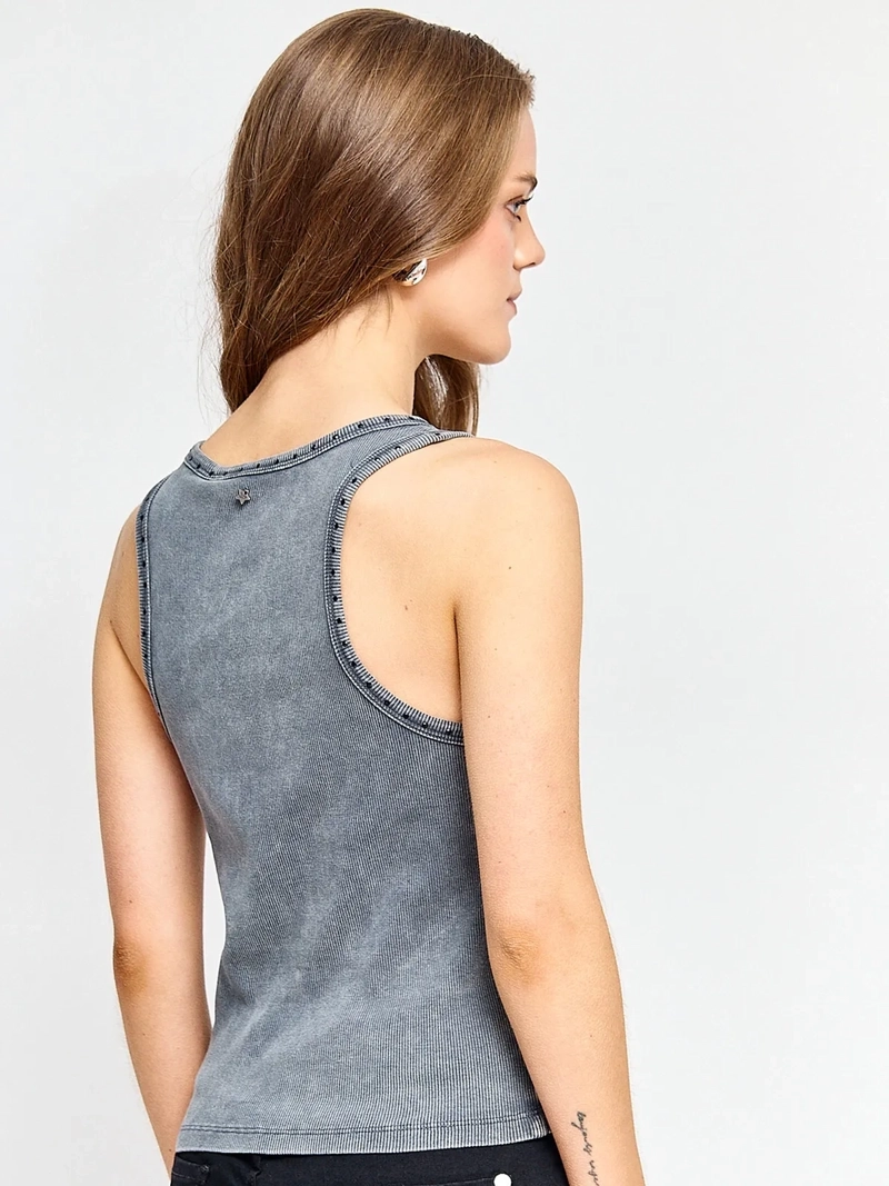 POLERA MUJER BARBADOS ALGODÓN SIN MANGAS TACHAS - 2