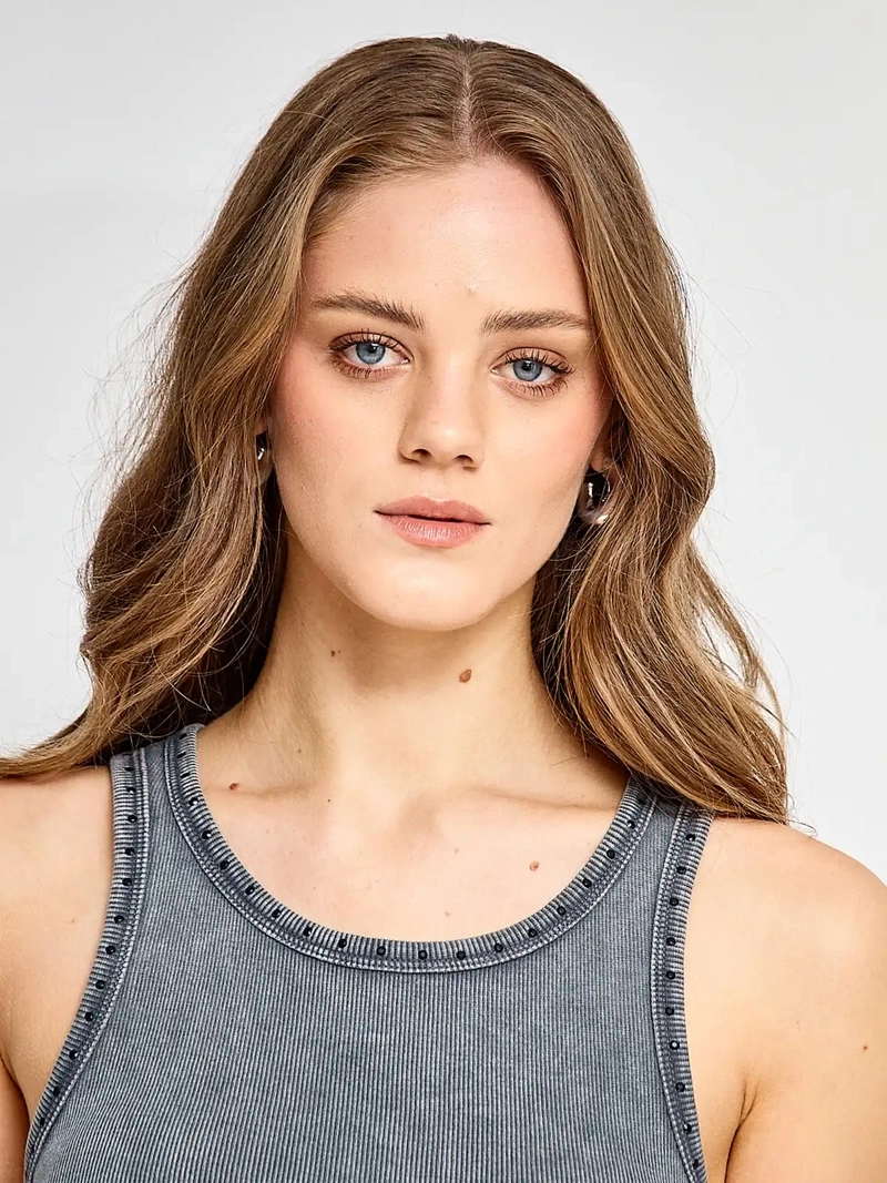 POLERA MUJER BARBADOS ALGODÓN SIN MANGAS TACHAS - 3