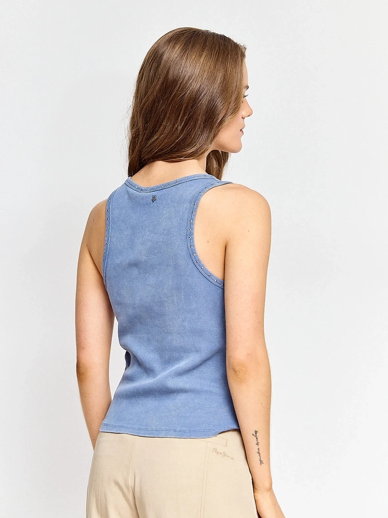 POLERA MUJER BARBADOS ALGODÓN SIN MANGAS TACHAS - 2