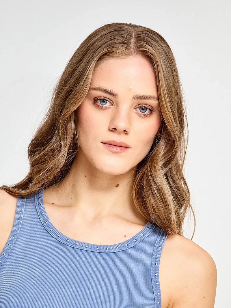 POLERA MUJER BARBADOS ALGODÓN SIN MANGAS TACHAS - 3