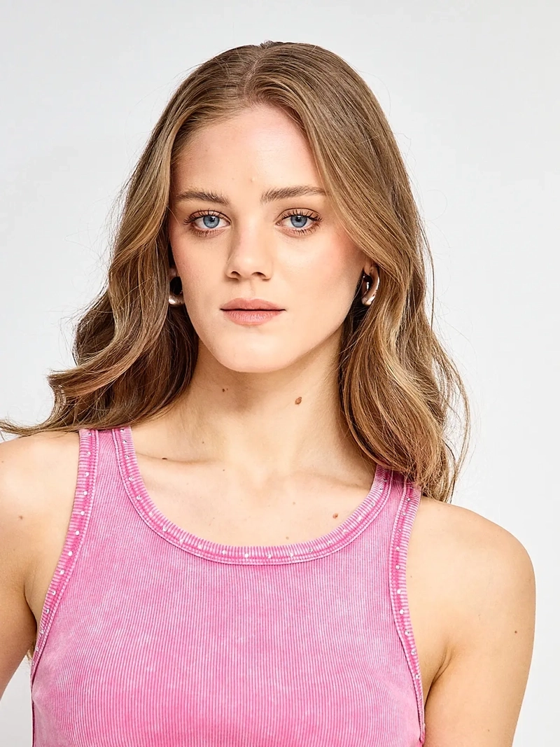 POLERA MUJER BARBADOS ALGODÓN SIN MANGAS TACHAS - 3