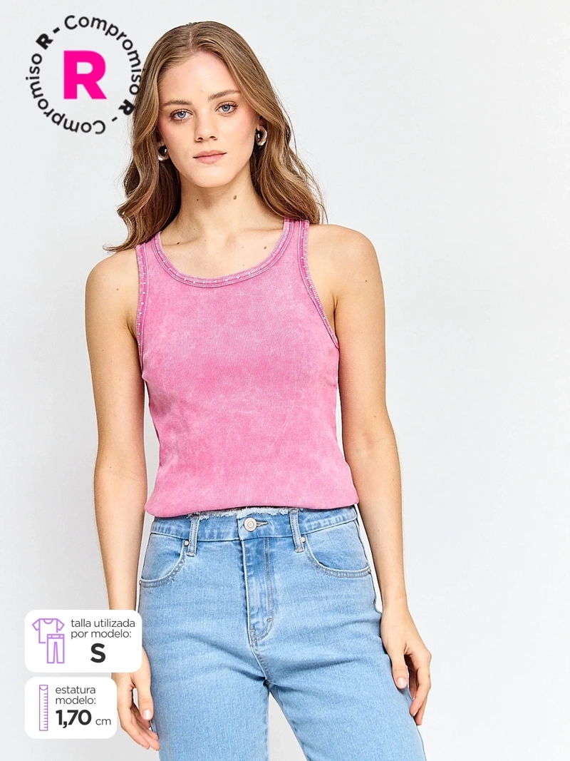 POLERA MUJER BARBADOS ALGODÓN SIN MANGAS TACHAS