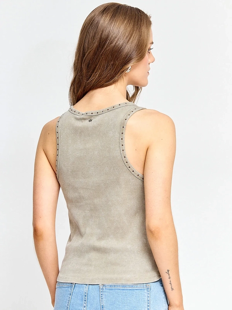 POLERA MUJER BARBADOS ALGODÓN SIN MANGAS TACHAS - 2