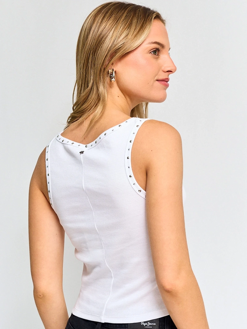 POLERA MUJER BARBADOS ALGODÓN SIN MANGAS TACHAS - 2
