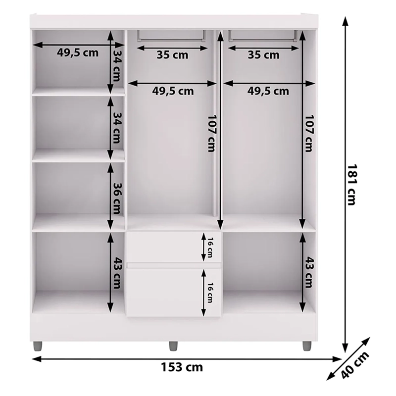 CLÓSET VEKKA HOME IDEAL 6 PUERTAS 2 CAJONES BLANCO - 9