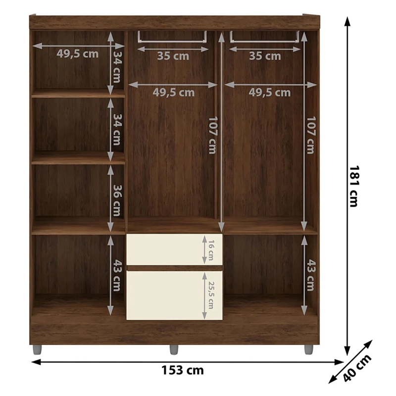 CLÓSET VEKKA HOME IDEAL 6 PUERTAS 2 CAJONES CAFÉ - 7