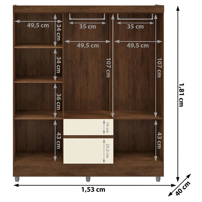 CLÓSET VEKKA HOME IDEAL 6 PUERTAS 2 CAJONES CREMA - 7