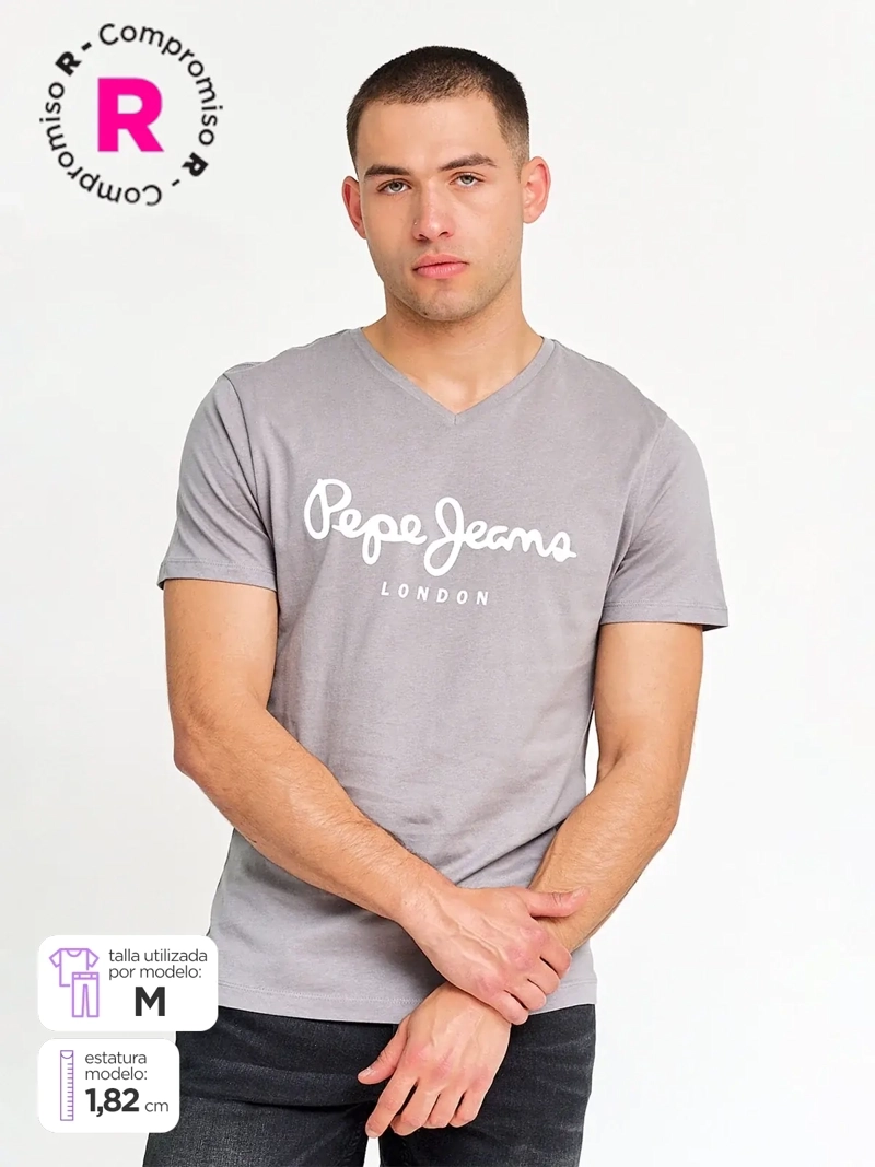 POLERA HOMBRE PEPE JEANS ALGODÓN CUELLO EN V MANGA CORTA - 1