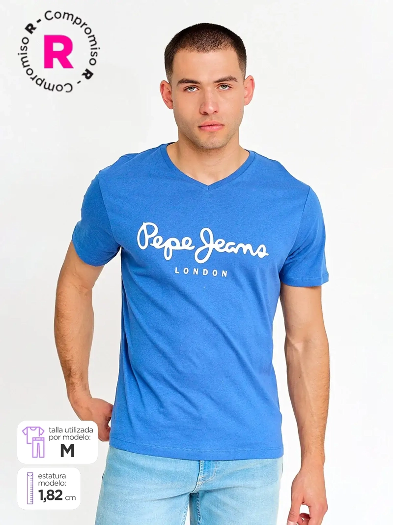 POLERA HOMBRE PEPE JEANS ALGODÓN BÁSICA CUELLO EN V
