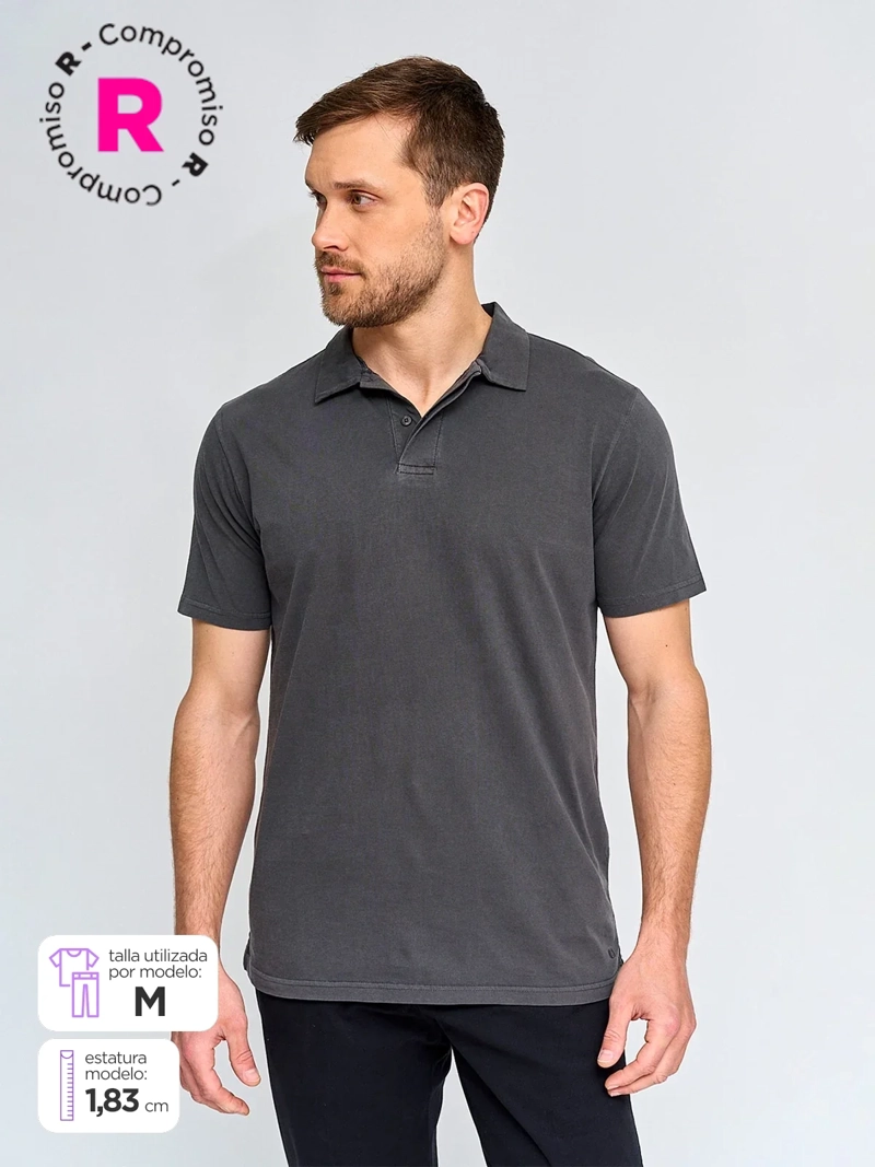 POLERA HOMBRE CACHAREL ALGODÓN MANGA CORTA POLO JERSEY LAVADA