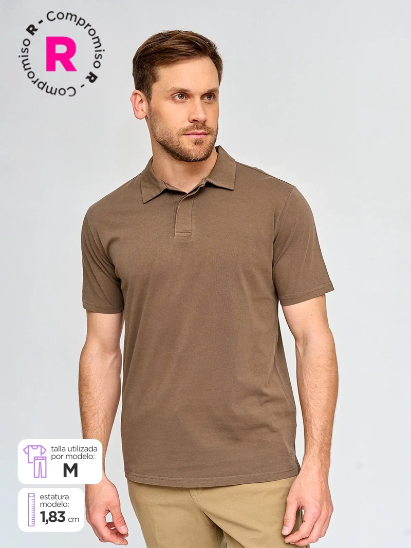 POLERA HOMBRE CACHAREL ALGODÓN MANGA CORTA POLO JERSEY LAVADA