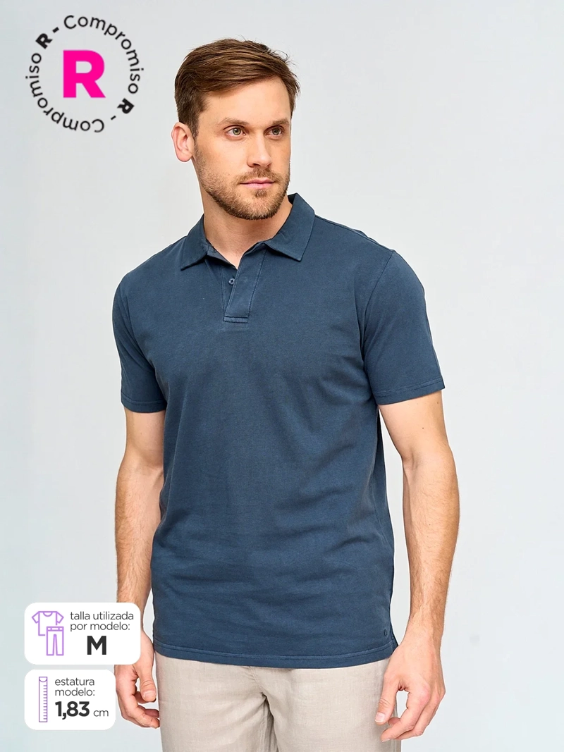 POLERA HOMBRE CACHAREL ALGODÓN MANGA CORTA POLO JERSEY LAVADA - 1