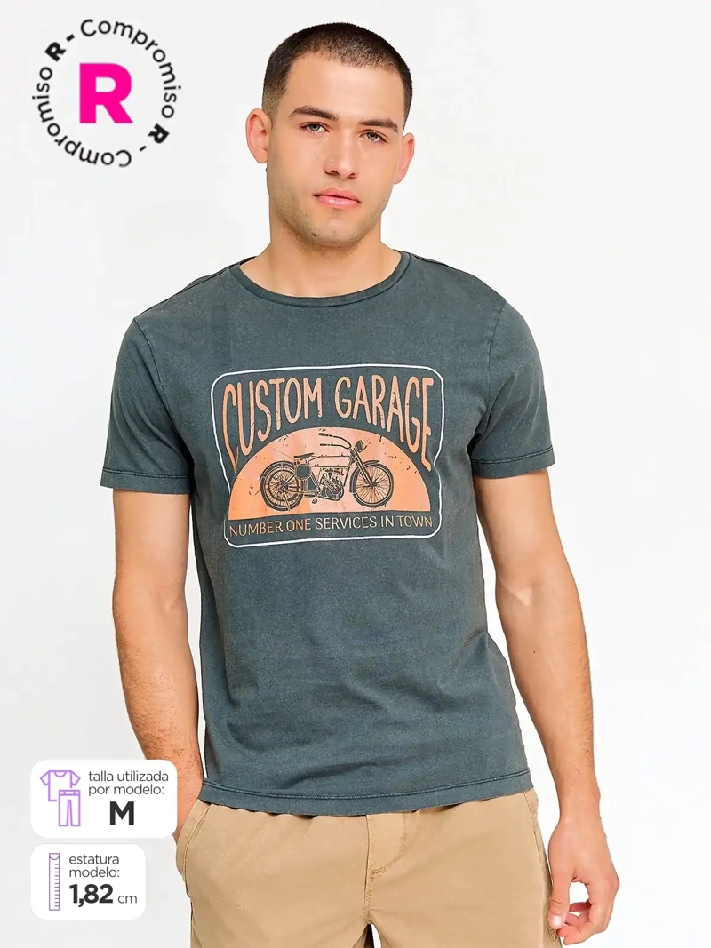 POLERA HOMBRE BARBADOS ALGODÓN MANGA CORTA ESTAMPADA - 1