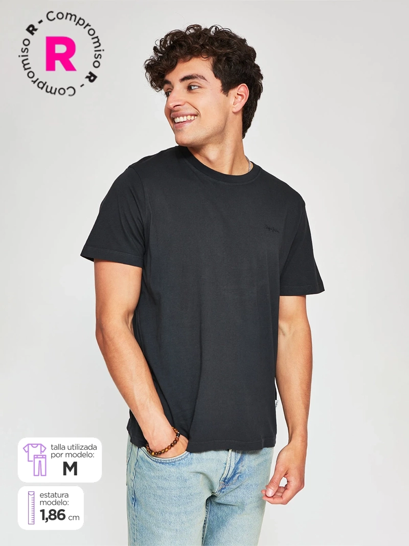 POLERA HOMBRE PEPE JEANS ALGODÓN CUELLO REDONDO MANGA CORTA LAVADA