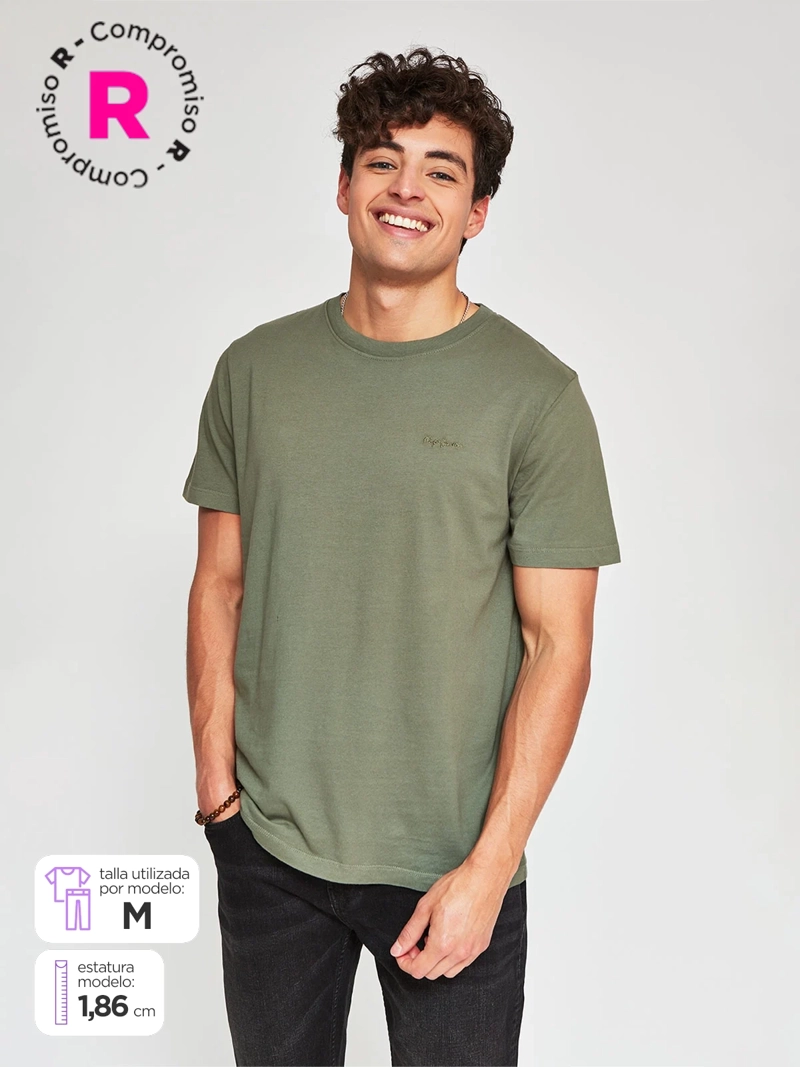 POLERA HOMBRE PEPE JEANS ALGODÓN CUELLO REDONDO MANGA CORTA LAVADA