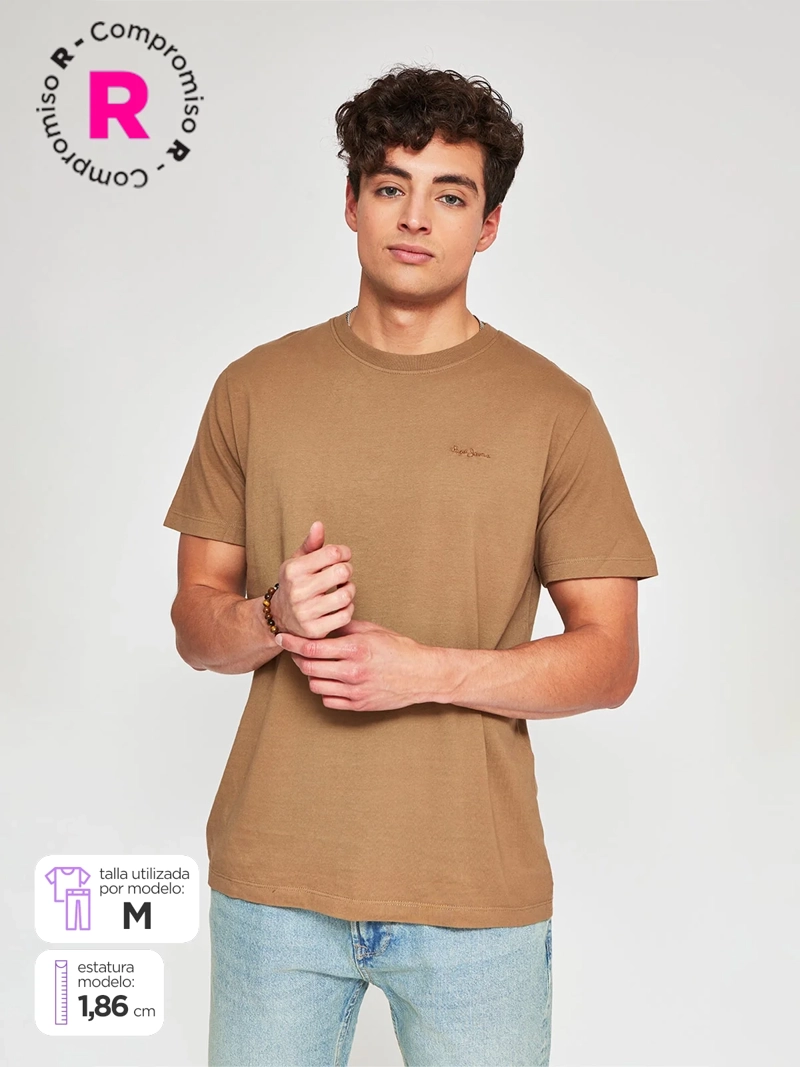 POLERA HOMBRE PEPE JEANS ALGODÓN CUELLO REDONDO MANGA CORTA LAVADA - 1