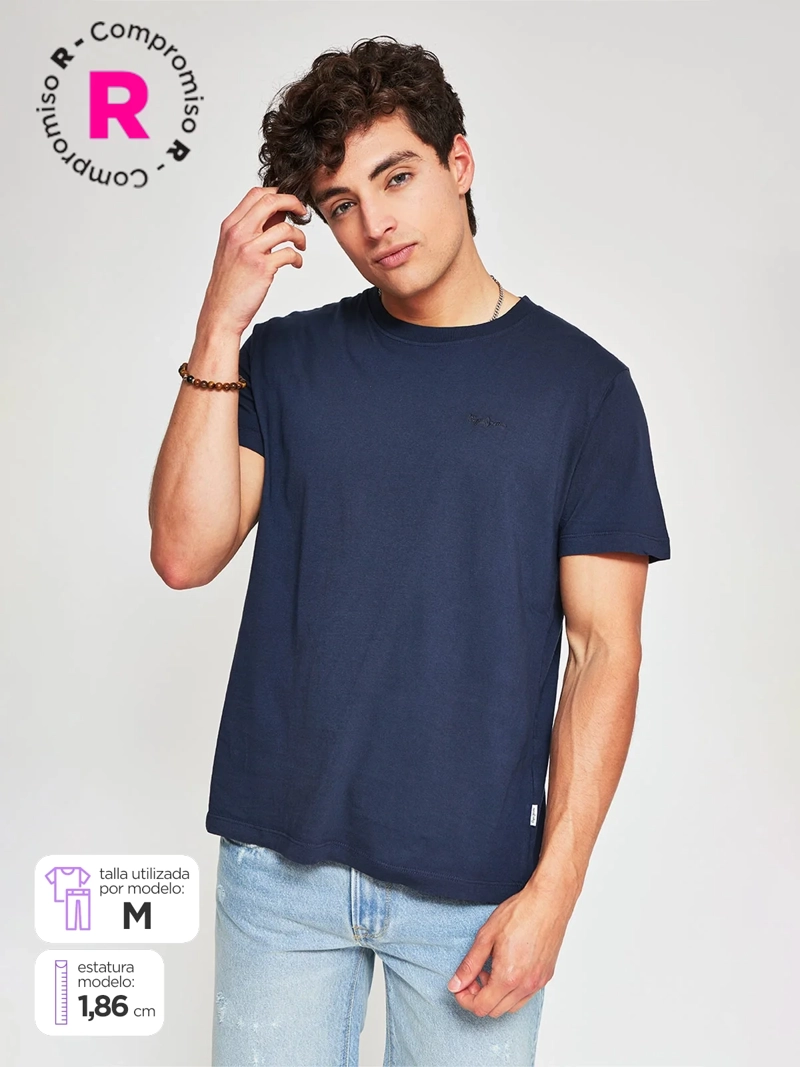 POLERA HOMBRE PEPE JEANS ALGODÓN CUELLO REDONDO MANGA CORTA LAVADA