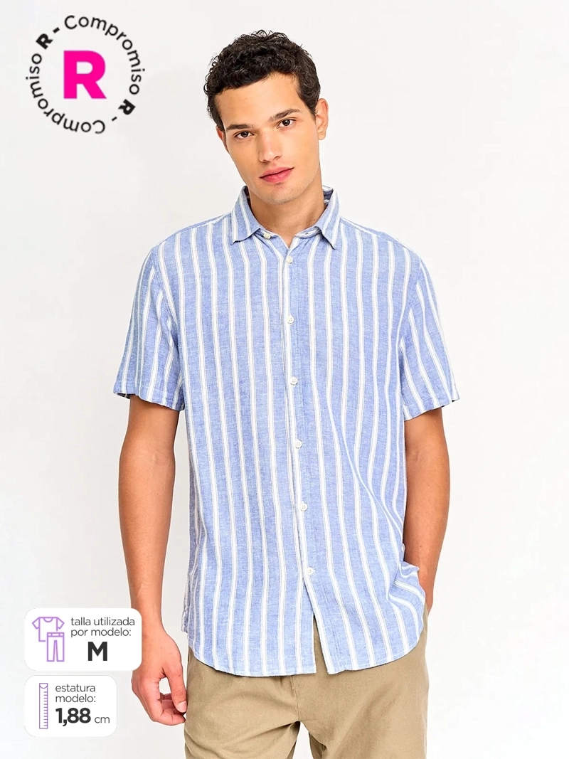 CAMISA HOMBRE REGATTA LINO MANGA CORTA LÍNEAS - 1