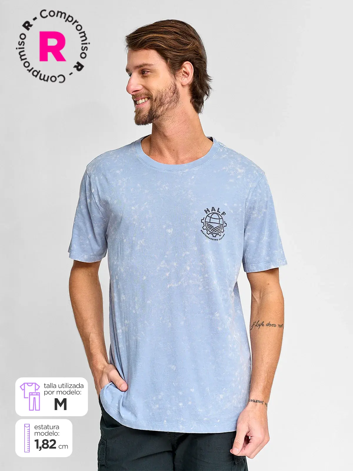 POLERA HOMBRE HALF ALGODÓN MANGA CORTA