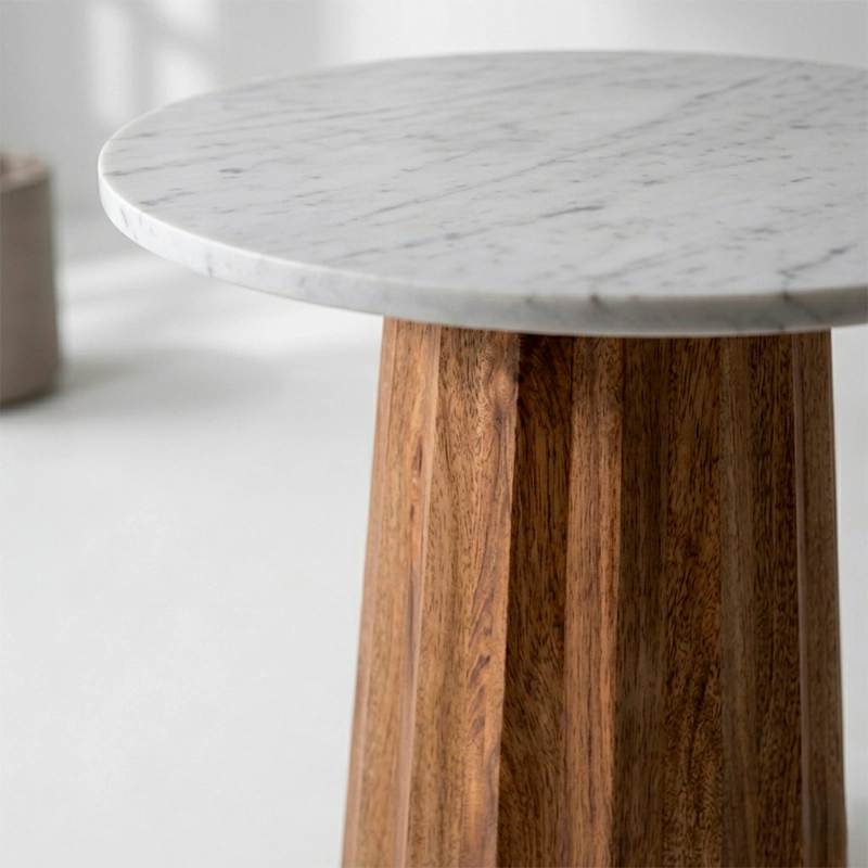 MESA DE APOYO MAISON LINETT MARMOL MADERA - 2