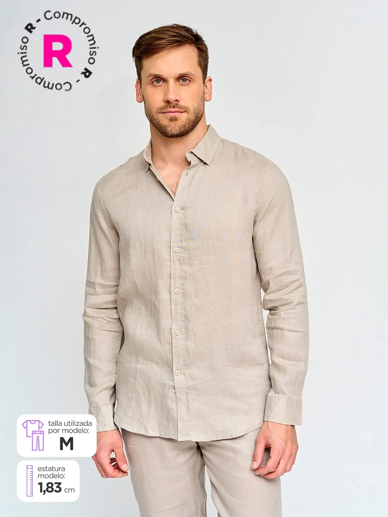 CAMISA HOMBRE CACHAREL LINO MANGA LARGA - 1