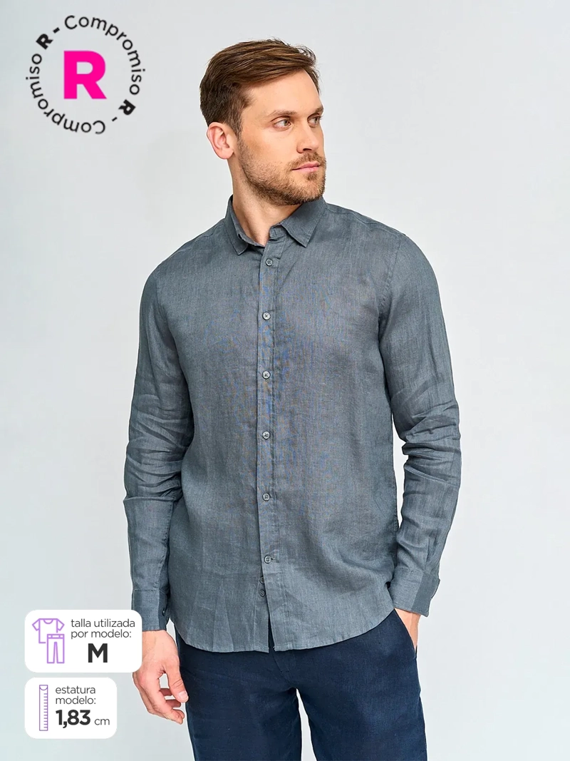 CAMISA HOMBRE CACHAREL LINO MANGA LARGA - 1