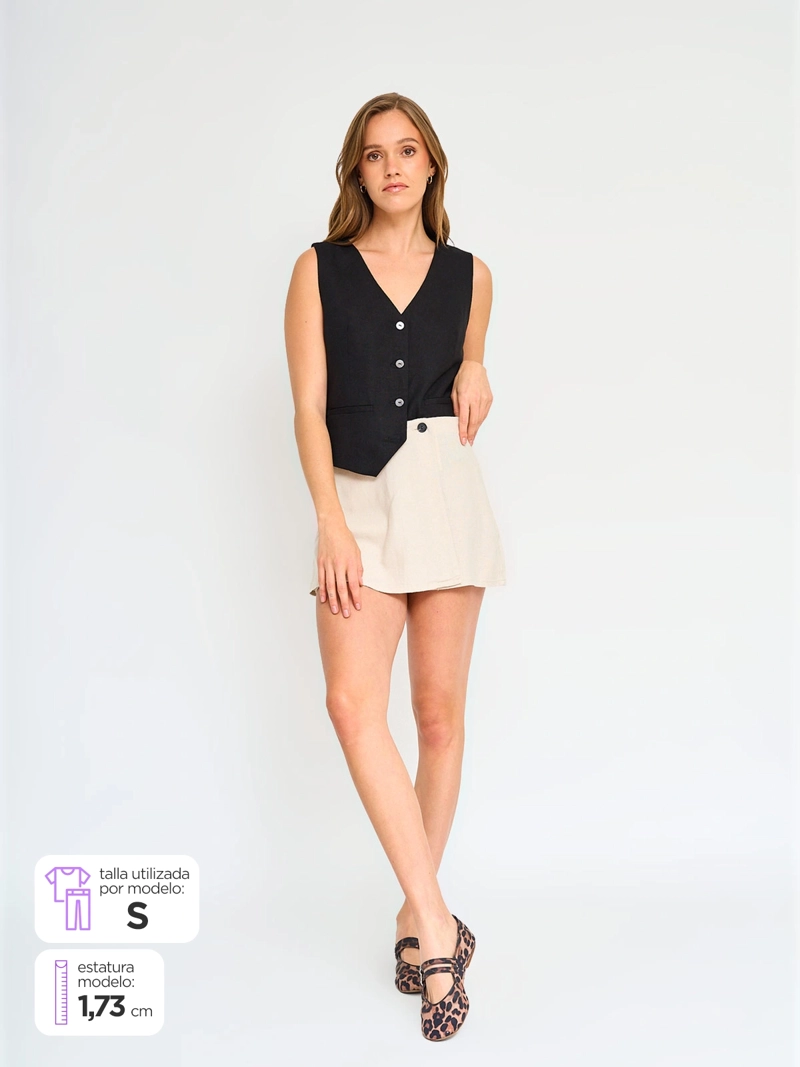 FALDA CORTA MUJER ONLY LINO - 1