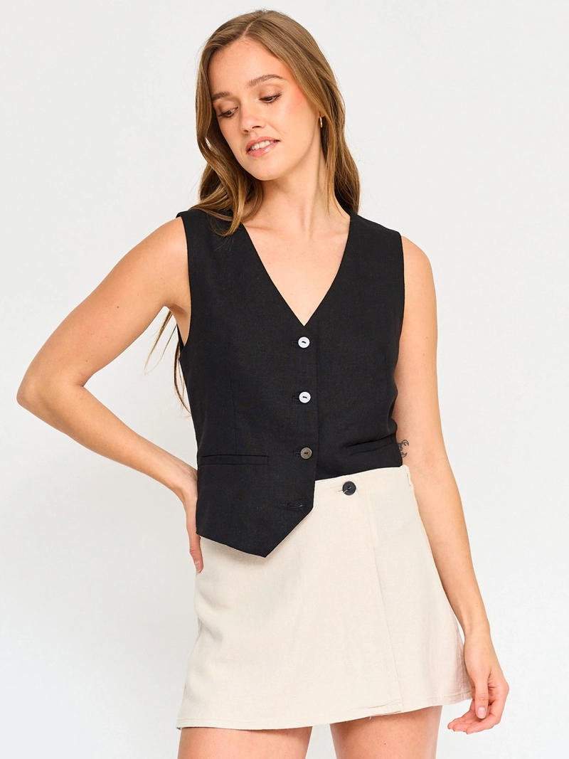FALDA CORTA MUJER ONLY LINO - 2