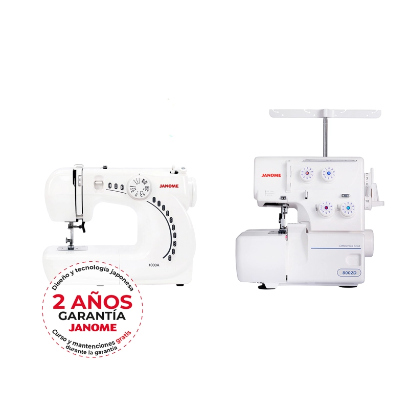 MÁQUINA DE COSER JANOME 1000A + OVERLOCK 8002D - 1