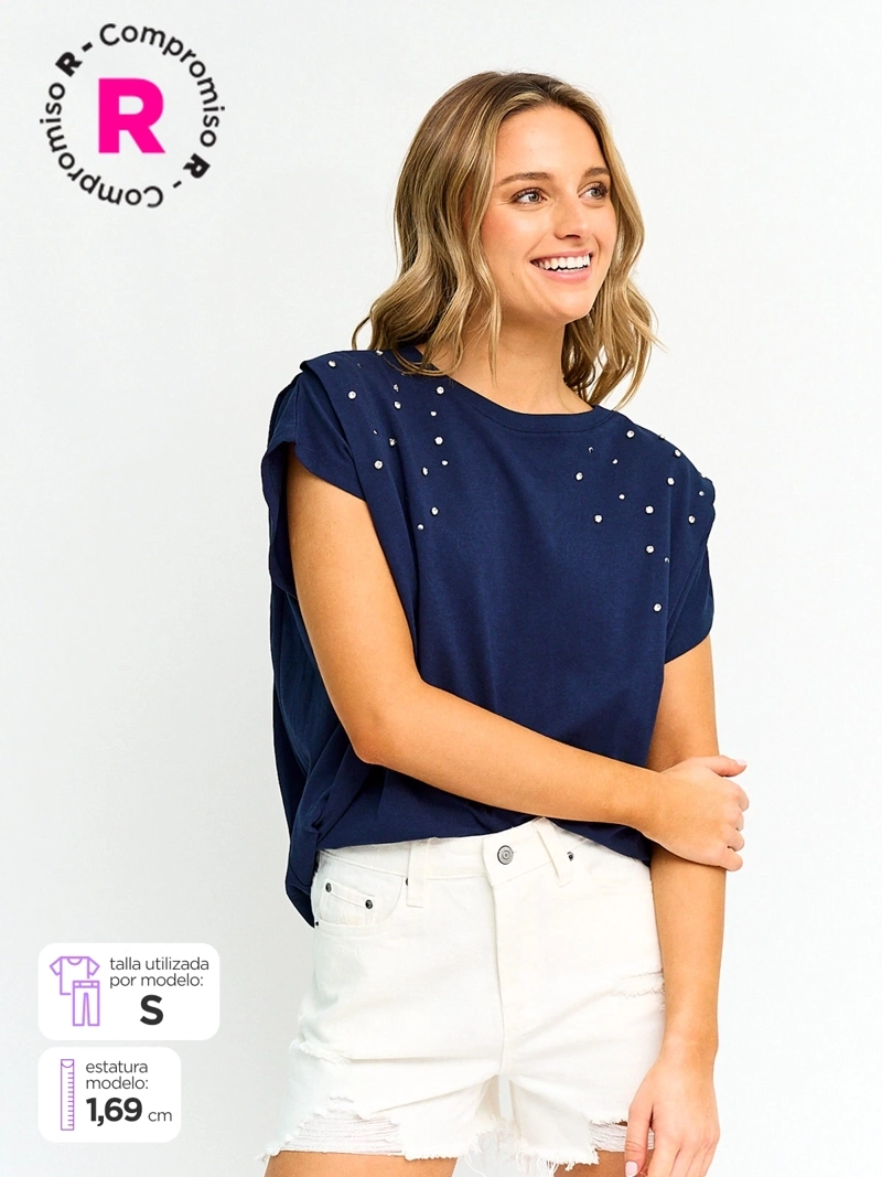 POLERA MUJER PEPE JEANS ALGODÓN BRILLOS - 1