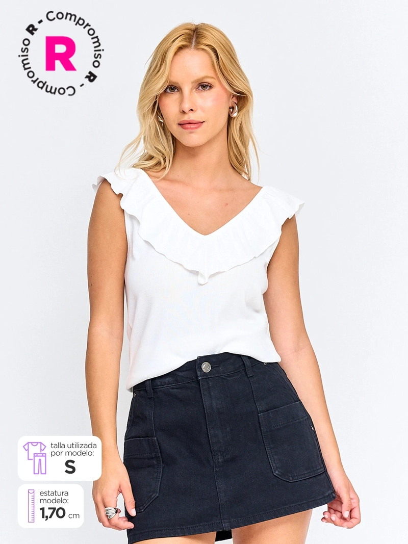 POLERA MUJER PEPE JEANS ALGODÓN VUELOS