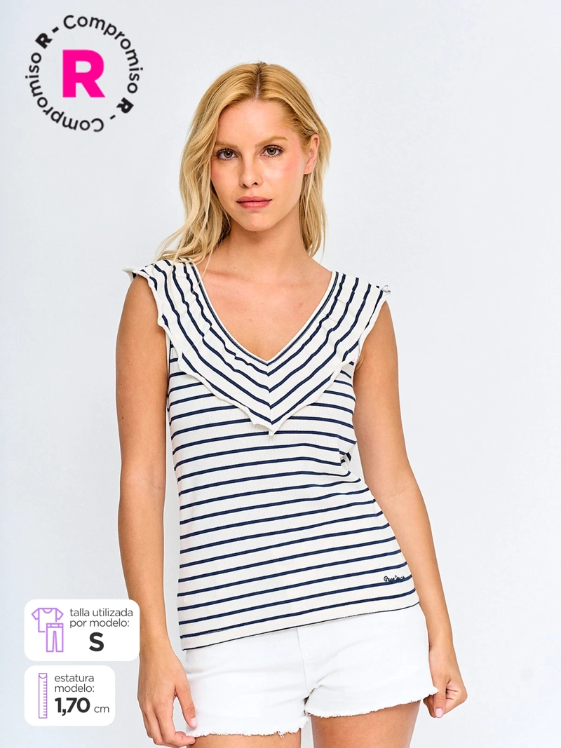 POLERA MUJER PEPE JEANS ALGODÓN VUELOS - 1
