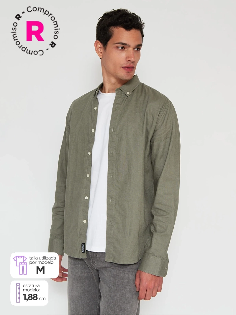 CAMISA HOMBRE BARBADOS LINO MANGA LARGA - 1
