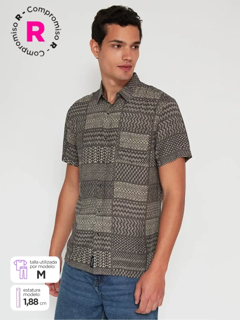 CAMISA HOMBRE BARBADOS MANGA CORTA ESTAMPADA - 1