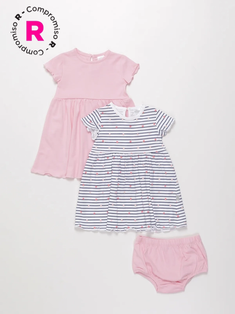 PACK X2 VESTIDOS ALGODÓN NIÑA BABY HARVEST - 1