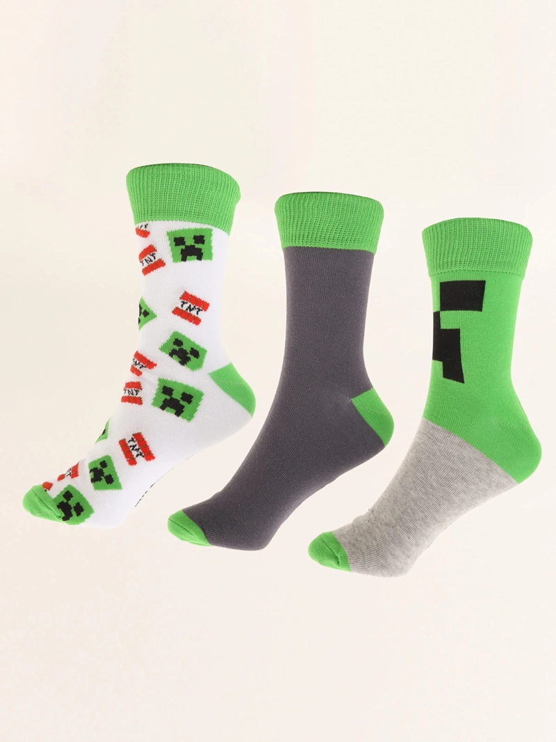PACK X3 CALCETINES NIÑO MINECRAFT TEENO BOOM - 1