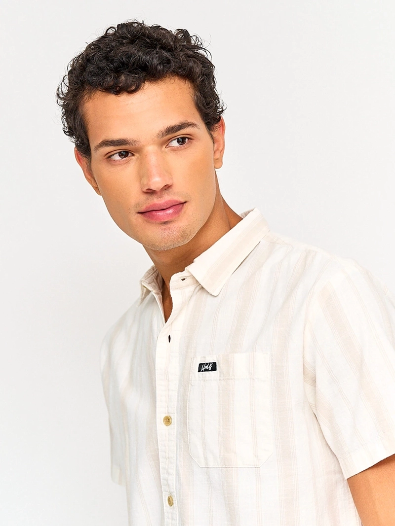 CAMISA HOMBRE HALF ALGODÓN MANGA CORTA RAYAS - 3