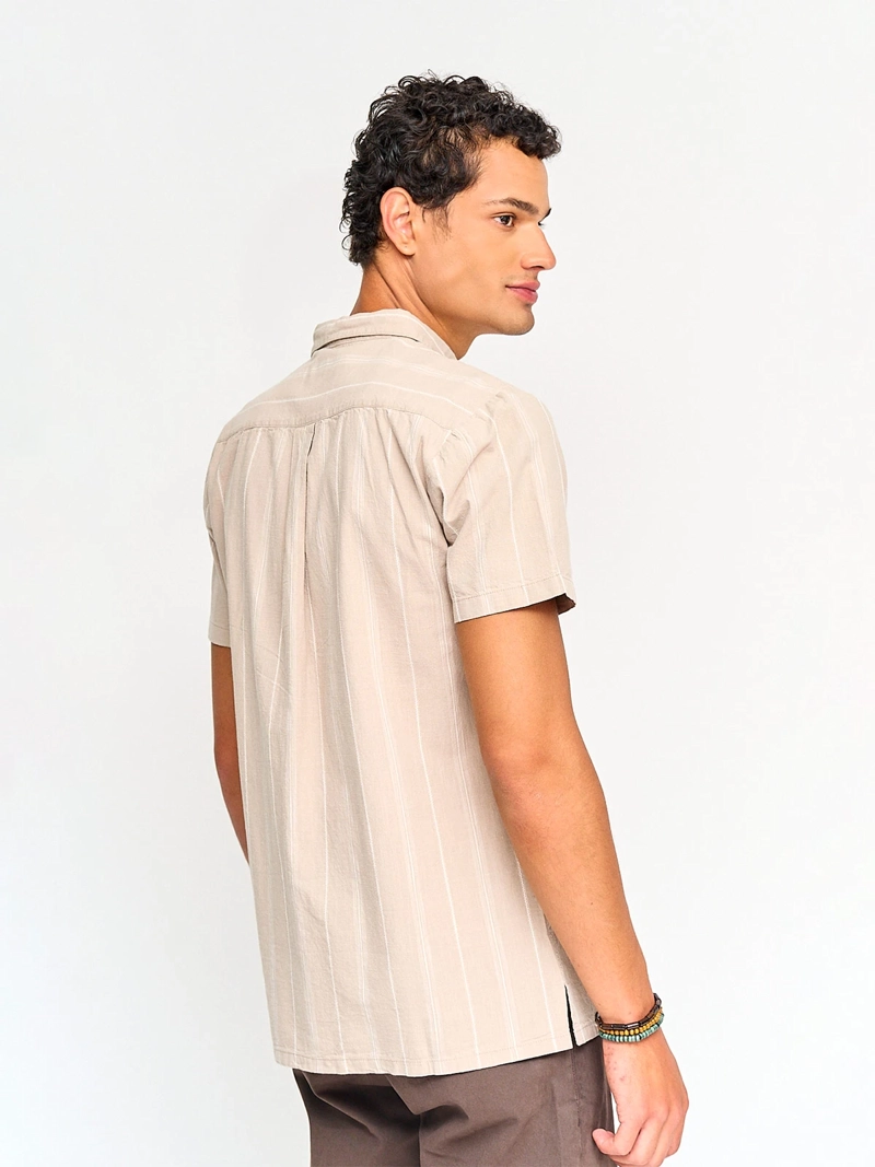 CAMISA HOMBRE HALF ALGODÓN MANGA CORTA RAYAS - 2