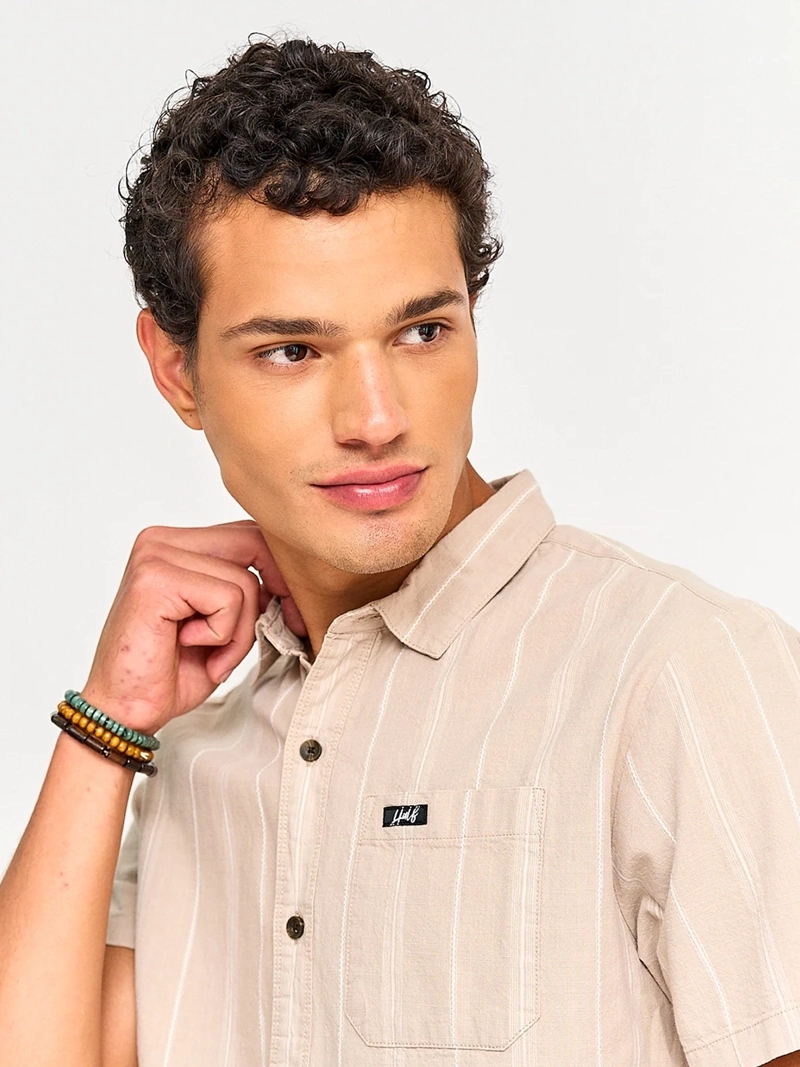 CAMISA HOMBRE HALF ALGODÓN MANGA CORTA RAYAS - 3